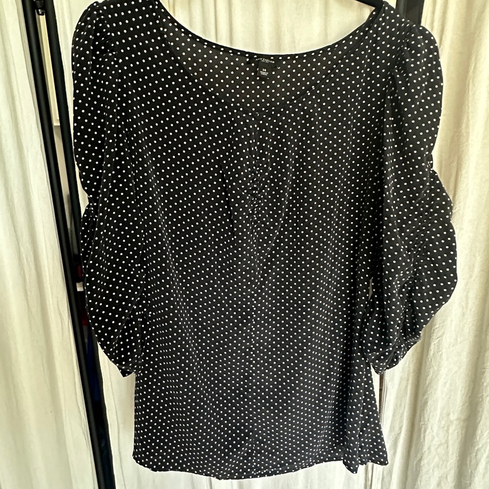 Silk Ann Taylor Black Polka Dot top
